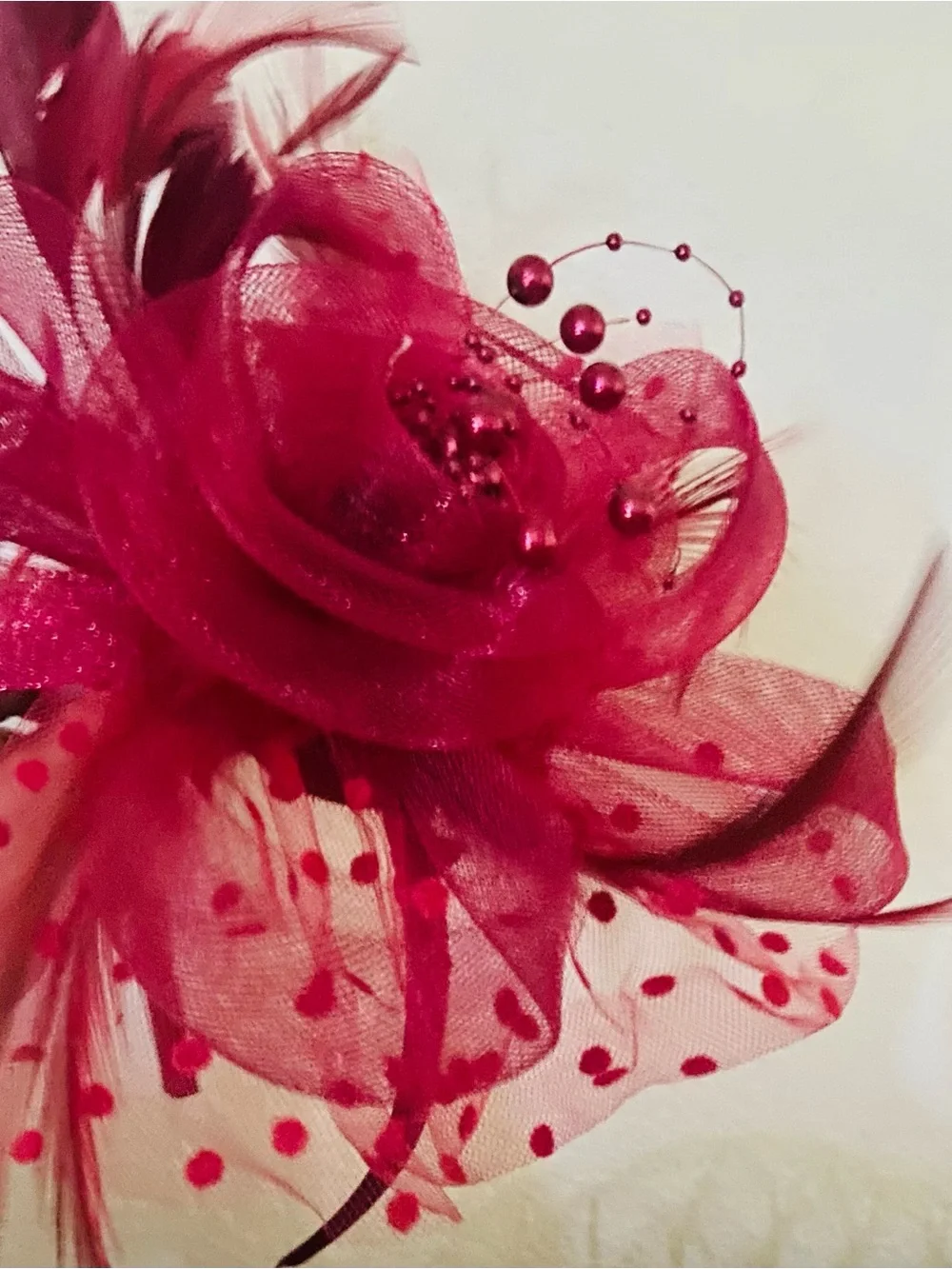 New Handmade Burgundy Fascinator with feathers